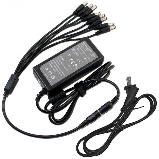 12V AC Adapter Charger +8 Split Power Cable For Samsung SDH-C75080 Security DVR