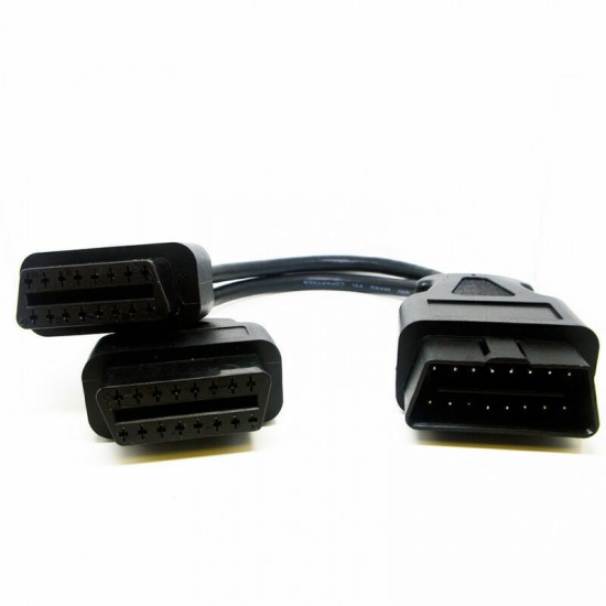 16 Pin OBD2 Male to Dual Female Diagnostic Tool Splitter Extension Cable Adapter