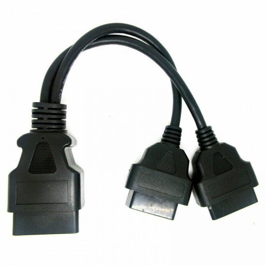 16 Pin OBD2 Male to Dual Female Diagnostic Tool Splitter Extension Cable Adapter