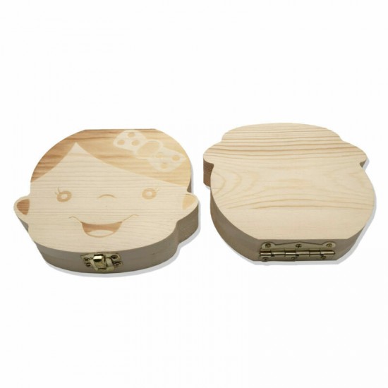 1pc New Baby Teeth Save Box Child Kids Tooth Wooden Tooth Fairy Souvenir Box