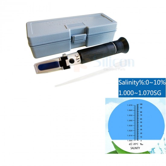 Temperature Salinity Refractometer for Aquarium, 0% - 10% Hydrometer, RHS-10ATC