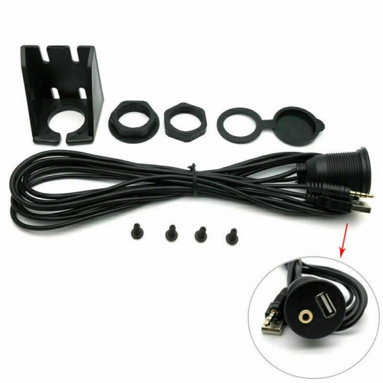 6’7”AND 3.5mm 1/8 Aux Extension Cable Mounting Kit NEW For Car Boat COMPUTER