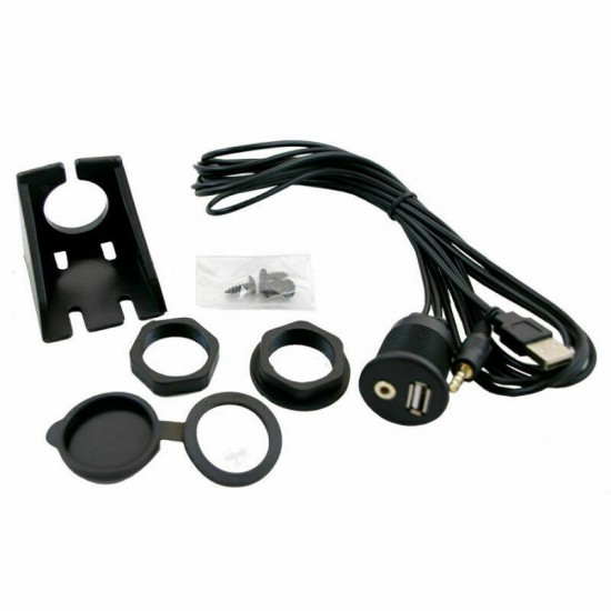 6’7”AND 3.5mm 1/8 Aux Extension Cable Mounting Kit NEW For Car Boat COMPUTER